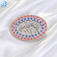 Pin Berlian Imitasi Keluarga Jack and Jill of America 2 Berlapis Perak Oval JJ 1938 Bros Perhiasan