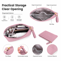 Ensemble de 2 trousses de toilette en velours côtelé avec logo personnalisé, grande capacité, pochette à maquillage portable, organiseur de voyage, fermeture éclair, fabrication OEM