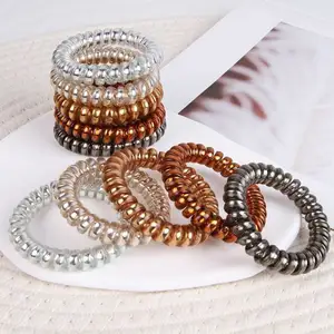 European And American Large Telephone Wire Hair Ties Set For Women Girls HR1239