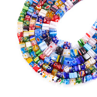 6/8mm couleur mélangée carré Millefiori perles de verre Kit de fabrication de bijoux à bricoler soi-même pour collier Bracelet fait main