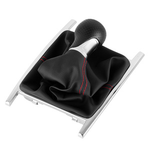 Car Gear <b>Shift</b> <b>Knob</b> Cover Leather Black Red Stitching For Volkswagen Amarok 5 6 Speed Manual Transmission - Product Image 3