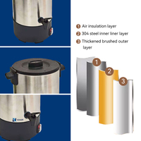 Urne à café électrique en acier inoxydable YIHAN de qualité commerciale avec une capacité de 29 L, une puissance de 12 kW, fonctions de chauffage et d'isolation, couleur noire