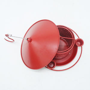 ที่ให้อาหารนกฮัมมิงเบิร์ดแบบแขวน ดีไซน์เหล็กกลวงสีแดง ยี่ห้อโอนิยะ พร้อมถังน้ำ ทำความสะอาดง่าย สำหรับสวนและกลางแจ้ง - Product Image 4