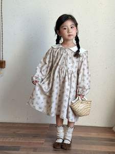 QM2025 primavera nuovo arrivo neonato bambino ragazze abiti con stampa floreale piccolo bambino vestito da principessa abbigliamento - Product Image 2