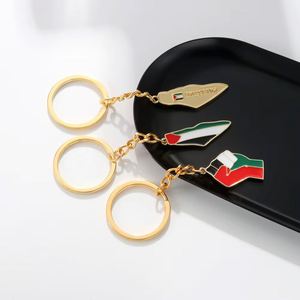 Llavero al por mayor con mapa de Palestina, colgante conmemorativo de la bandera, de acero inoxidable esmaltado, artesanía metálica, llavero metálico con la bandera de Palestina - Product Image 4