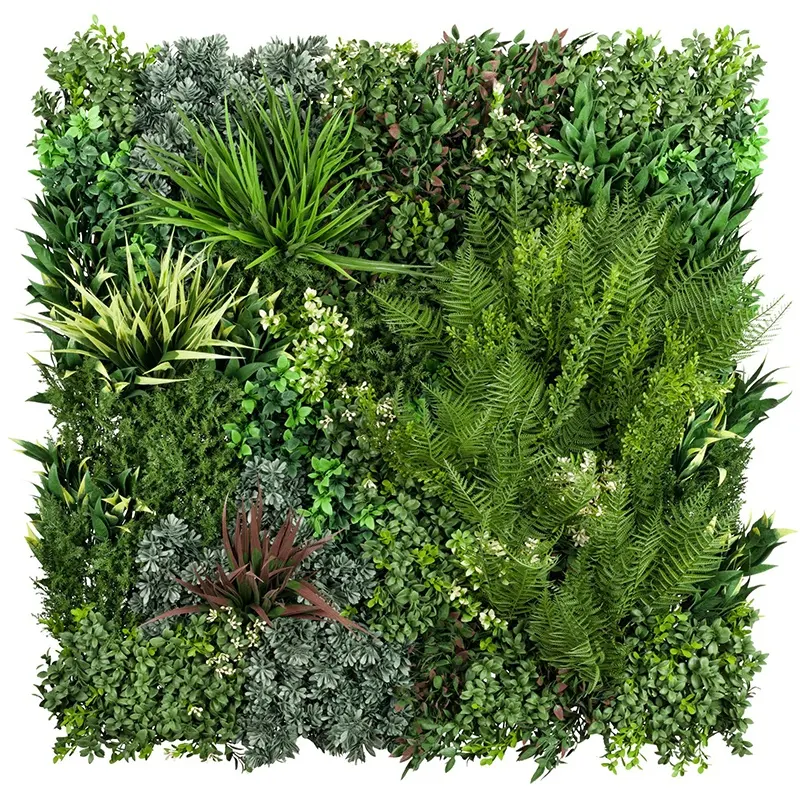 Pared de plantas artificiales verdes de bosque lluvioso de lujo