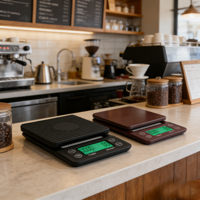 Durable Metal Digital Espresso Coffee Weighing Scale 3kg 5kg Capacity with Timer 0.1g Division Battery Powered for Kitchen Use