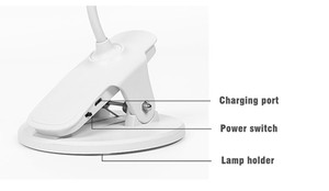 Portable Rechargeable 5W ABS LED Table Lamp Modern Design Cordless Desk Lamp <b>Clamp</b> Clip-On Power Supply Touch Control 3-Color - Product Image 4