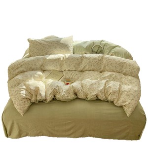Mu Tangxuan Cotton Sheet <b>Set</b> Plaid Floral Print Tie-up Design Spring 2026 Four-Piece <b>Bedding</b> - Product Image 5
