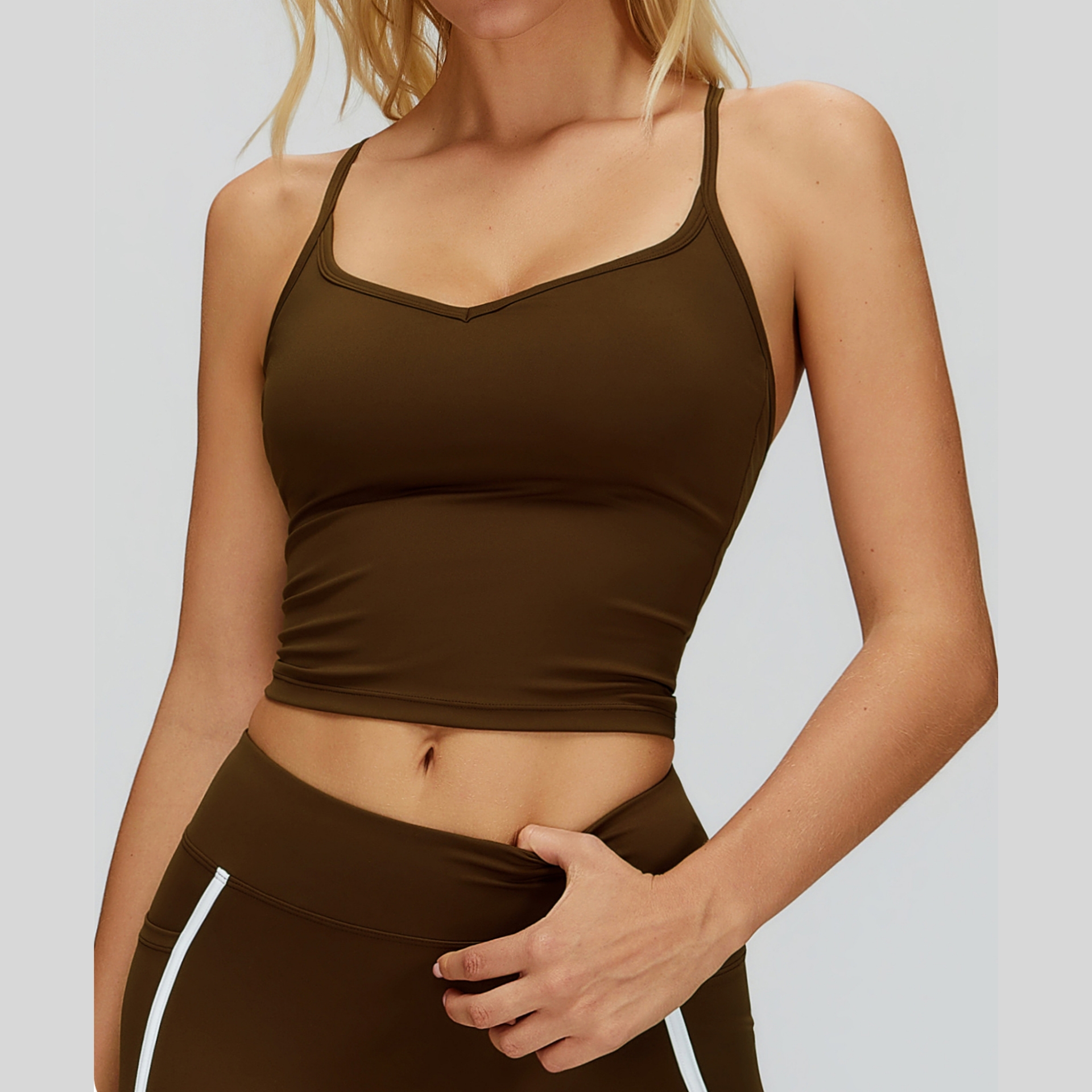 Women's Cross Straps Backless Sexy Yoga Tank Tops Slim Fit Comfortable Elastic Extended Hem Gym Tops for Women