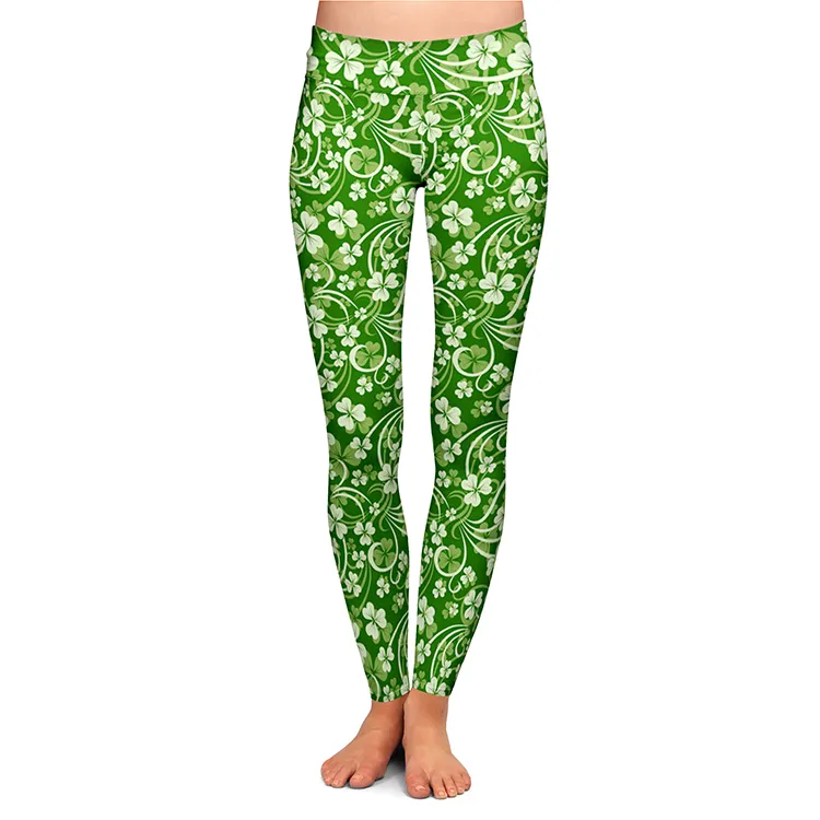 Polyester Spandex Leggings Double Brushed Yoga Pants Custom Prints Logo Plus Size Breathable Active Wear Pants