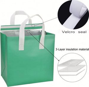 Bolsa Térmica Personalizada para Comida a Domicilio, con Adhesivos Autoadhesivos, Bolsa de Tela No Tejida Verde para Llevar Comida - Product Image 2
