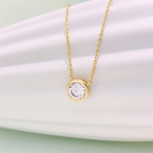 925 solitario diamante collar minimalista flotante diamante colgante aniversario boda regalo bisel solitario colgante collar - Product Image 2