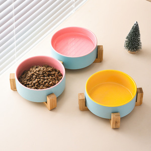 Erhöhte Hundefutter-und Wasserschalen Umwelt freundliche Haustier fütterung station Bunte Keramik-Haustiers chale mit Bambus ständer - Product Image 6