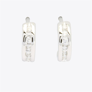 Pendientes de Aro de Diamantes Naturales Clásicos Blancos de 18K, 14K y 9K, Regalo de Boda o Compromiso de Lujo para Mujer - Product Image 1