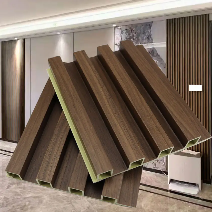 2022 Insoul Dekorasi Interior Tahan Api Tekstur Kayu Hotel 160Mm Panel Dinding Seruling Hpah