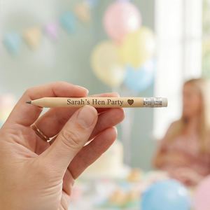 Mini crayons en bois gravés sur mesure avec gomme pour mariage, baby shower, cadeaux de fête - Product Image 3