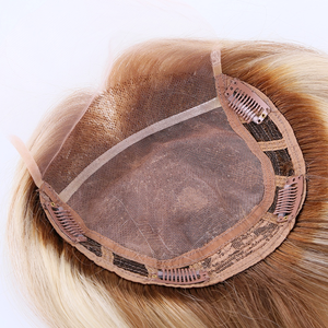 Peluca <span class=keywords><strong>de</strong></span> cabello humano remy para mujer, tupé trasero <span class=keywords><strong>de</strong></span> trama superior, con encaje frontal, color rubio, 100% europeo - Product Image 1