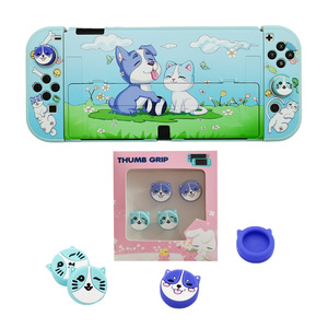 เคสป้องกันเครื่องเล่นเกม Nintendo NS OLED ปี 2023 ลายแมวและสุนัข พร้อมฝาครอบจอยสติ๊ก อุปกรณ์เสริมสำหรับเล่นเกม - Product Image 1