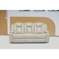 Sofá Reclinable Cuadrado de Cuero Reversible con Luces LED y Función de Reposacabezas, Mueble para Apartamento con Relleno de Esponja - ¡Gran Oferta!