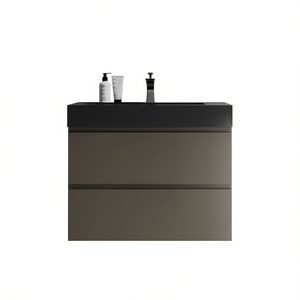 Mueble de Baño Moderno de 30 Pulgadas, Diseño Flotante Montado en la Pared, Gran Espacio de Almacenamiento, Lavabo de Cerámica Negra con Acabado Mate - Product Image 1