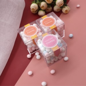 2*2*2 "almacenamiento en el hogar cuadrado dulce azúcar cubo boda Favor claro plástico <span class=keywords><strong>comida</strong></span> contenedor acrílico caja de dulces con tapa - Product Image 3