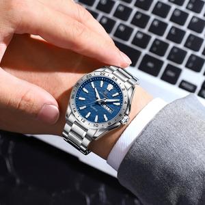 Orologio da <span class=keywords><strong>uomo</strong></span> Poedagar 683 con doppio calendario, impermeabile, luminoso, quadrante rotondo, <span class=keywords><strong>cinturino</strong></span> in <span class=keywords><strong>acciaio</strong></span> inossidabile, orologio al quarzo da <span class=keywords><strong>uomo</strong></span>. - Product Image 5