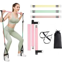 Kit de barre de Pilates portable avec bandes de résistance, barre détachable en 3 sections, équipement de fitness pour la maison, yoga, squats, entraînement du corps entier