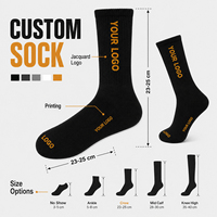 Chaussettes de sport en coton noir à logo jacquard personnalisé, fournies par l'usine, pour hommes