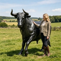 Escultura de Toro de Bronce de Tamaño Real RELONG, Alta Calidad, Personalizable, para Exteriores y Granjas