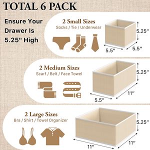 Organizadores Plegables para Cajones de Armario, Contenedores de Tela para Cómodas, Divisores de Cómodas para Organización de Guardería, para Ropa Interior, Calcetines, Sujetadores, Cinturones y Corbatas - Product Image 2