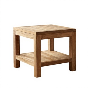 Solid Teak Wood Rectangle <b>Dining</b> Table with Lower Shelf Strong <b>Rustic</b> Modern Design Stable Home Furniture - Product Image 5