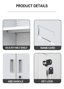 Grande armoire de bureau en métal à 4 étagères, armoire à deux portes battantes, armoire de classement en acier, armoire pour le rangement des vêtements et l'utilisation dans la chambre - Product Image 6
