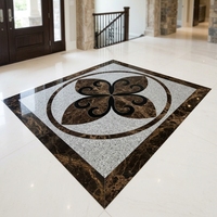 Carreaux de marbre poli découpés au jet d'eau, médaillon en marbre incrusté, marbre naturel personnalisé pour la décoration de hall d'hôtel et de villa