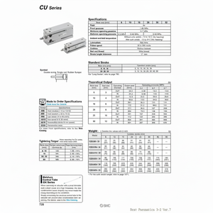 Modèle de cylindre à montage libre SMC Pneumatics CU16-5D - Product Image 1