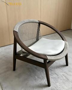 Sedia <span class=keywords><strong>da</strong></span> <span class=keywords><strong>Esterno</strong></span> di Lusso in Legno di Teak con Braccioli in Corda di Polipropilene, Arredamento <span class=keywords><strong>da</strong></span> Giardino per Patio e Balcone - Product Image 1