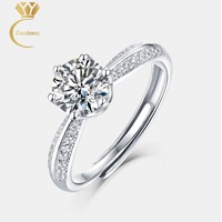 Bague de Fiançailles GRA en Argent Sterling 925 Massif Plaqué Rhodium avec Moissanite VVS et Diamant de Laboratoire pour Femme – Vente en Gros