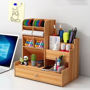 Nordic Ins Style Large Capacity Multi Functional Desk Organizer Pen Holder Office Stationery Wooden Desk Sets