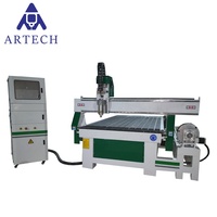 Machine de gravure rotative CNC 3D pour le travail du bois, logiciel Type3, 4 axes, 3KW, refroidissement par eau, pompe simple, ARTECH NC Studio PLC