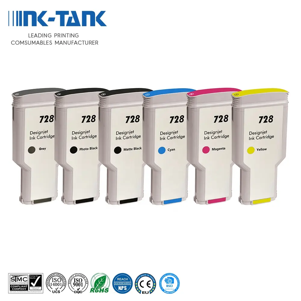 Inkttank 130Ml 728 F9j67a 300Ml F9j68a Premium Kleur Compatibele Inktcartridge Voor Hp728 Voor Hp Designjet T730 T830 Printer