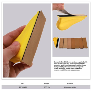 Papel de Lija Rectangular Flocado de 30*93mm, Amarillo, Grano Medio 80 # -600 #   Tiras de lijado para pulir muebles de madera OEM - Product Image 4