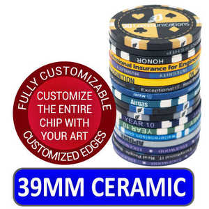 Jetons de poker en céramique entièrement personnalisables avec bords personnalisés-39mm 1.5 pouces - Product Image 2