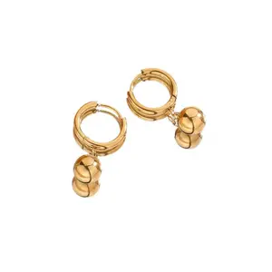 Titanium Steel Round Bead Ball Earring Huggie Hoop Drop Dangle Earrings Lightweight Jewelry for Women Gift