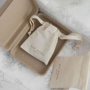 Bolsa de Regalo para Velas, Diseño Nuevo, Logotipo Personalizado Impreso, Algodón Orgánico Biodegradable, Ecológico, Mini, Color Natural, para Joyería y Manualidades - Product Image 3
