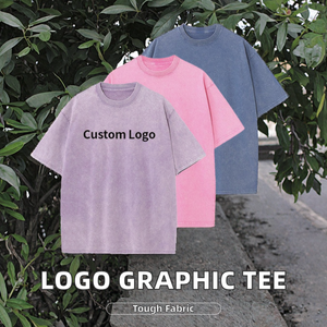 T-shirt vintage uni brodé avec logo personnalisé, lavage à l'acide, DTG DTF, poids lourd, 100% coton, blanc, surdimensionné, court, écologique - Product Image 2