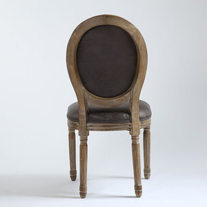 Chaise Louis Xvi de madera de caucho Ksf25017 gris tela de negro tradicional Silla de comedor de cuero sólido de la pierna - Product Image 5