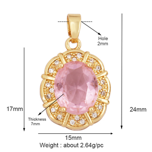 Newest Trendy Geometry Mixture Style Charm <strong>Jewelry</strong> Findings,Fashion 18k Gold Inlaid Rainbow Zirconia Necklace Pendant <strong>Supply</strong> L39 - Product Image 4