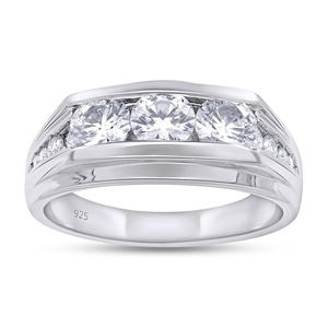 Probador de paso de anillo de plata 925 de moissanita VVS de media eternidad hecho a medida con certificado GRA - Product Image 1