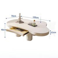 Table basse en bois Cloudy Cream, design minimaliste européen moderne de luxe, hauteur réglable, pour salon, non standard, Internet