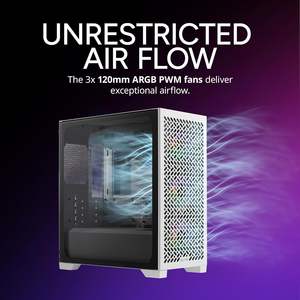 Boîtier <span class=keywords><strong>PC</strong></span> Micro-ATX <span class=keywords><strong>Cooler</strong></span> <span class=keywords><strong>Master</strong></span> Elite 302 Blanc à Haut Débit d'Air avec Verre Trempé, Trois Ventilateurs ARGB de 120 mm, Type-C, Support GPU de 365 mm - Product Image 6